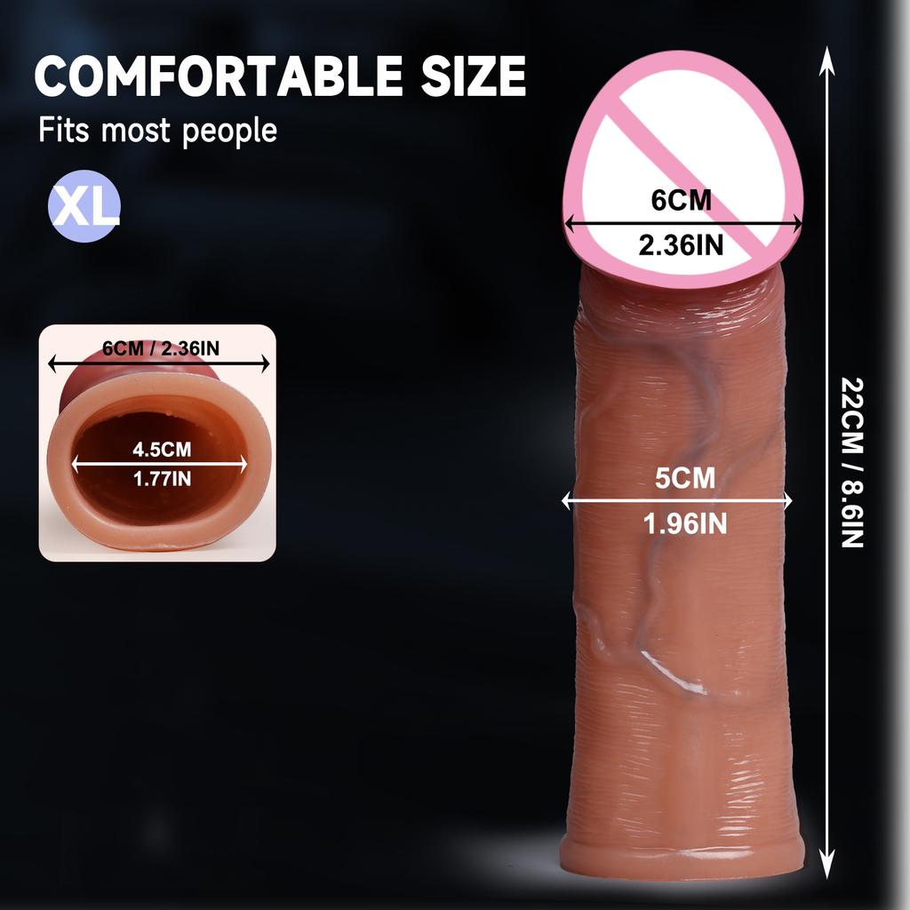 Man Delayed Ejaculation Extend Soft Realistic Enlarger Penis Sleeve Condom Sex Toys For Men Dildo Safety Silicone Dick Cock Ring