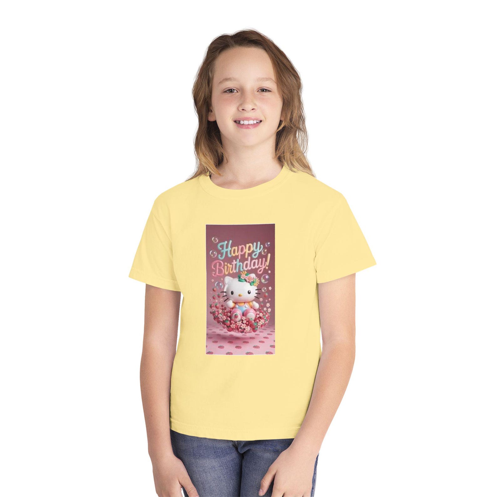 Hello Kitty Happy Birthday tee | Kids Birthday Shirt, Cute Cat Party Design 100