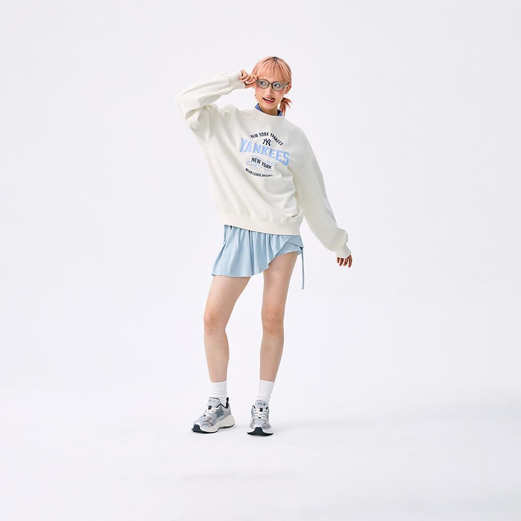 New MLB Preppy Style Collection New York Yankees SS25 Sweatshirt Unisex Cream 3AMTV0651-50CRS