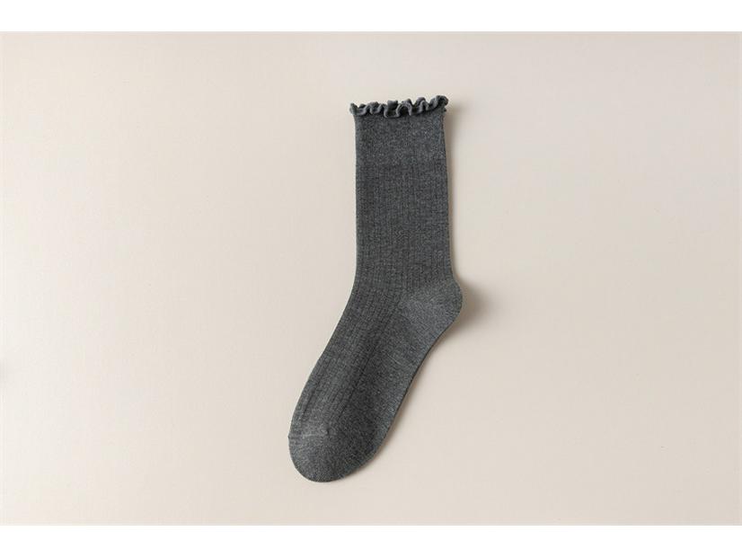 Spring/Summer Japanese Style Ruffle Ribbed Mid-Calf Breathable Maternity Cotton Socks.