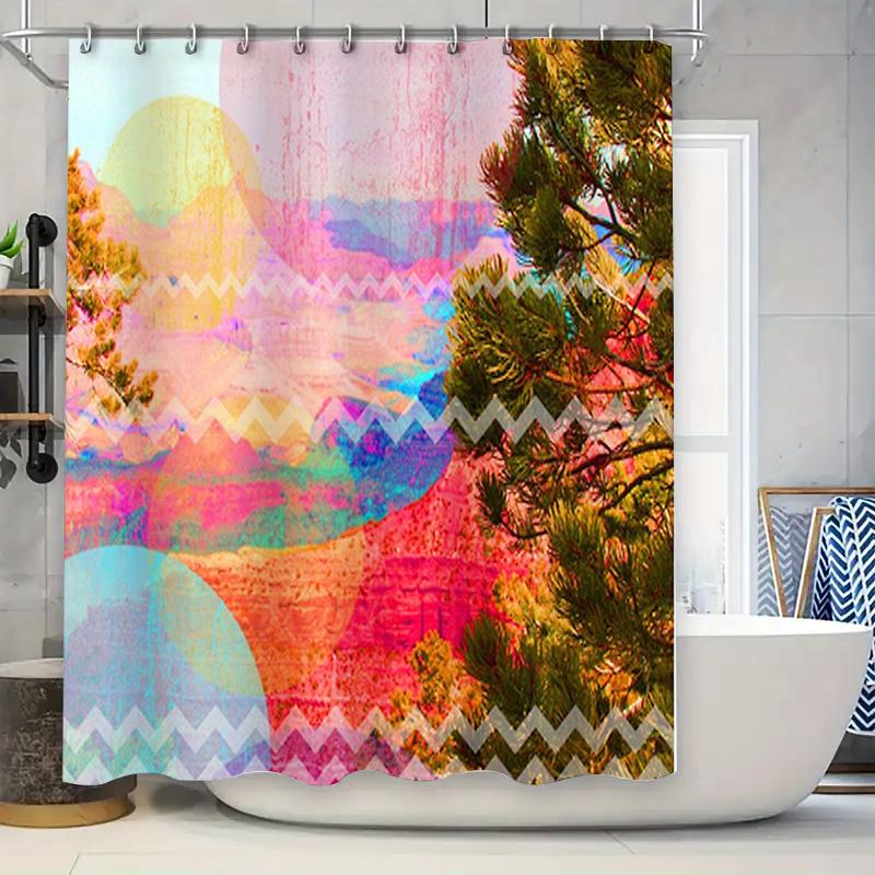

Bathroom Shower Curtain Vintage Floral Pattern Waterproof Fabric Decor Farmhouse Rustic Home Textile Washable Liner W60H190(CM)-1 Pcs