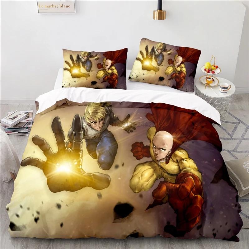 Japan Anime ONE PUNCH-MAN 3D Pattern Duvet Cover Set with Pillowcase 2/3pcs Cartoon Bedding Sets Bed Linen Queen King Bedclothes