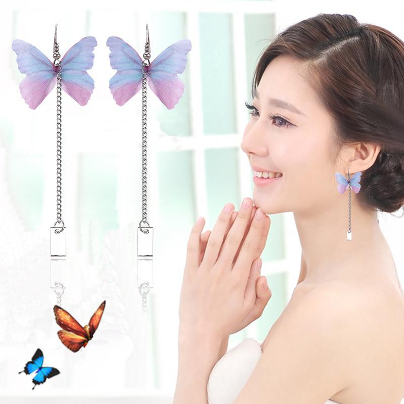 

1 Pairs Butterfly Long Earrings for Women Pearl Pendant Pendientes Fashion різнокольоровий