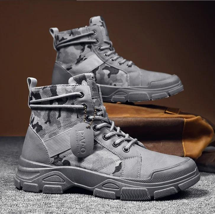 Boty pro muže maskáčové podzimní nové boty do pouště pánské vysoké tenisky protiskluzové pracovní boty pánské Buty Robocze Meskie