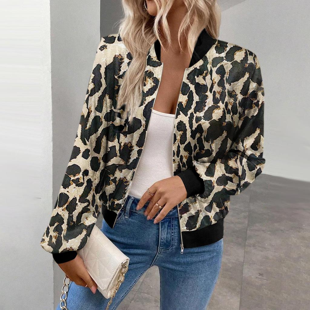 Women's Printed Patchwork Thin Fashion Jacket Casual Jacket Top