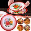 18/25/35/40cm Vintage Emaille Dienblad Snack Serveerschaal Traditionele Chinese Ronde Theeblad Bruiloft Feest Nieuwjaar Decor Tafelgerei