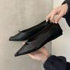 Fashion Elegant Soft Leather Flat Heel Shoes 2025 Spring New Arrival Solid Color Pointed Toe Low Heel Flat Foot Women's Sandals Single