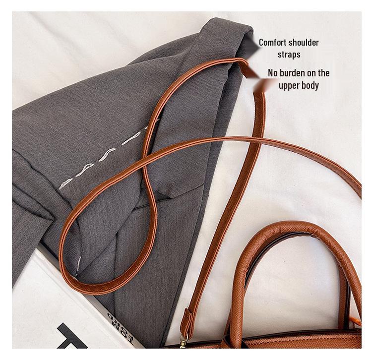 2025 Korean Style Large Capacity Textured Platinum Handbag - Versatile Women's Shoulder Crossbody Bag