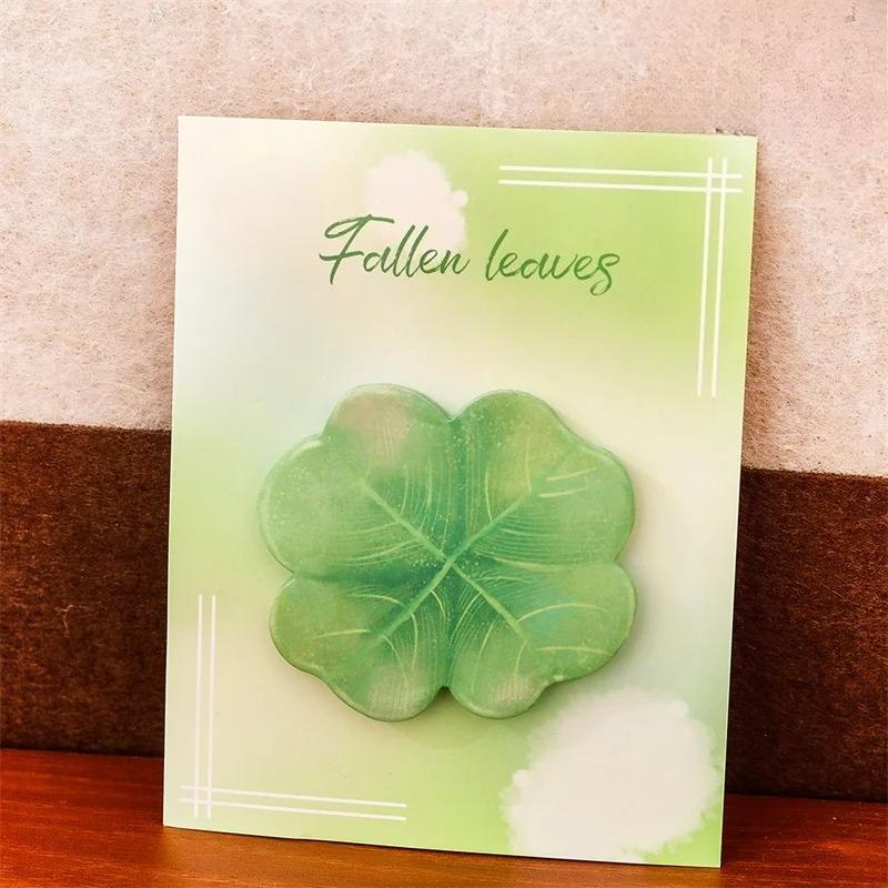 30Sheets Green Leaves Memo Pads Simple Scrapbooking Sticker School Supplies Post Sticky Notes Office Stationery