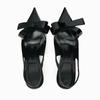 Fashion Black Sexy Pointed Toe Thin High Heels Women Fashion Bow Open Toe Heeled Sandals Banquet Dress Shoe Luxury Designer Women Pumps