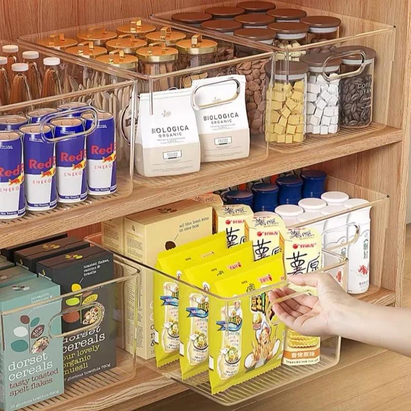 4pcs Set Kitchen Fridge Organizer Bins Drawer Type Transparent Food Storage Box For Vegetables Can Drinks Eggs Storage Box