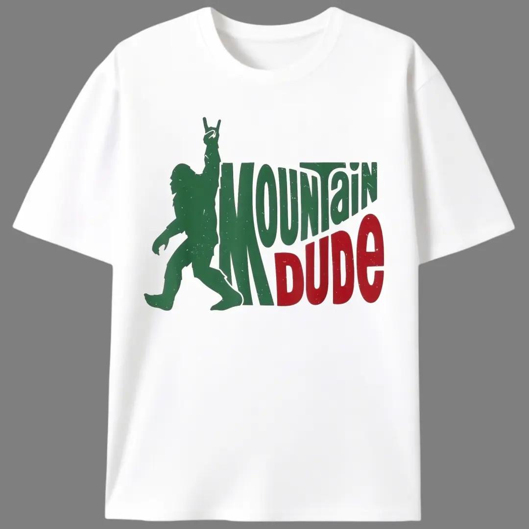 Bigfoot Mountain Dude Graphic Tee, Outdoor Hiking T-Shirt, Funny Sasquatch Rock M