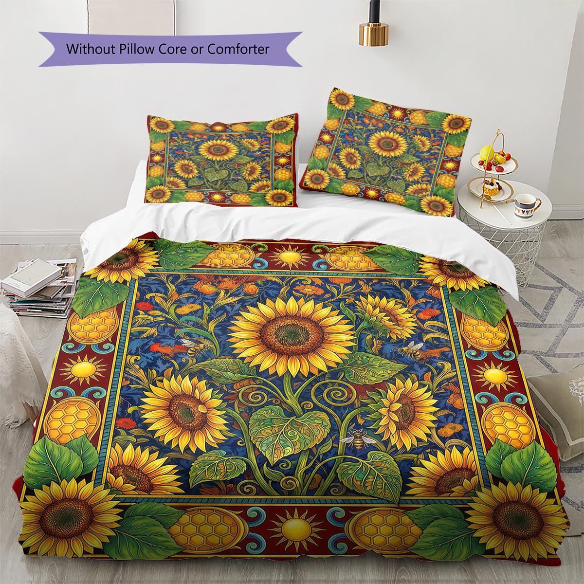 

Flower Art Oil Painting Pattern Bedding,Quilt Set Quilt Cover Pillowcase Home Birthday Gift (1 * duvet cover + 2 * pillowcase, without core) 135x200cm