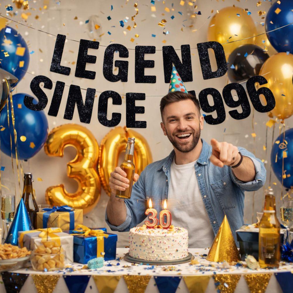 Černý Papírový Legendární Od roku 1996 Banner Girlanda Ručně Vyrobený Šťastné Narozeniny Banner Dekorativní Oslava Párty Scéna Rekvizita Darování