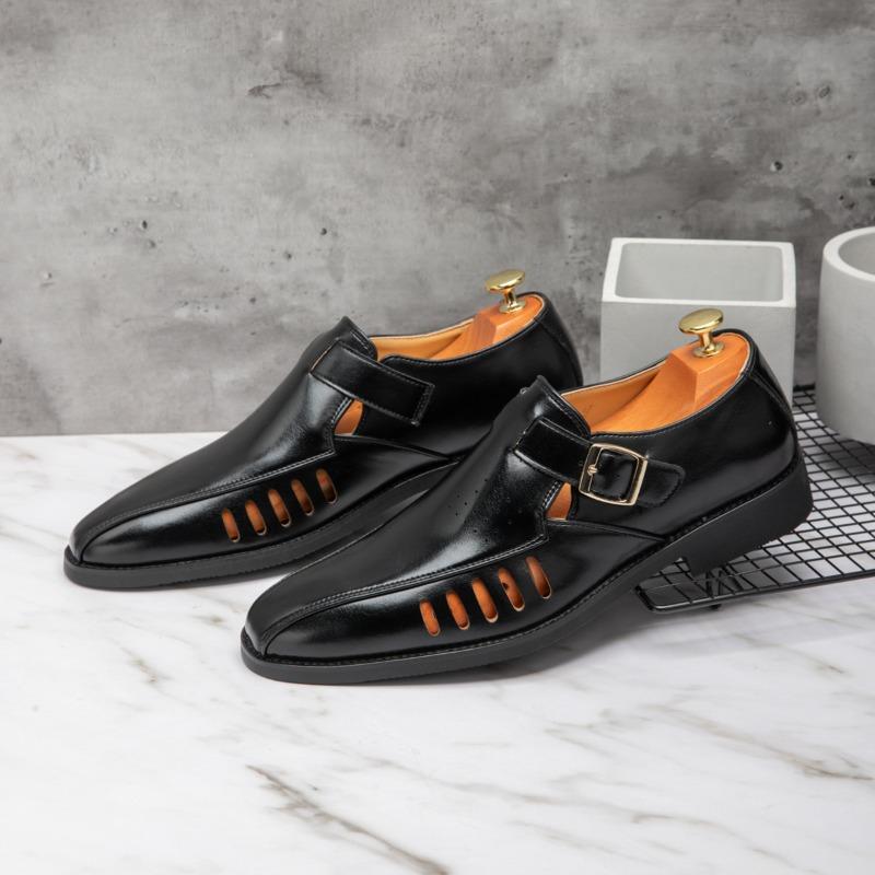 New Outdoor Men's Solid Color Breathable Hollowed-Out Design Summer Sandals Classic High-Quality Buckle Lightweight Walking shoe