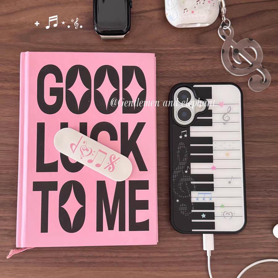 Art piano keys music note acrylic black edge apple iPhone11promax phone case new 11 hard