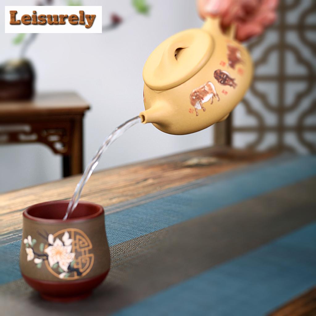 330ml Yixing Purple Clay Teapots Handmade The Cow Stone Scoop Pot Raw Ore Section Mud Tea Maker Kettle With Infuser Zisha Teaset