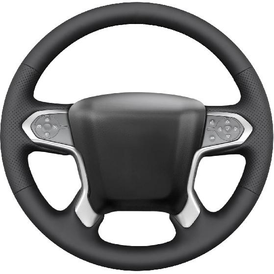 

MEWANT DIY Hand Stitch Black Faux Leather Steering Wheel Cover Wrap for Chevy Silverado 1500 2500 Suburban Tahoe Black Smooth&Perforated F