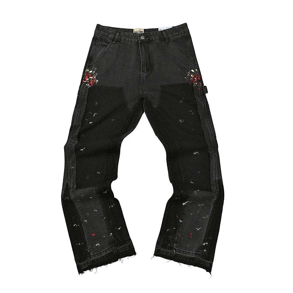 KaiTingu Trendy uitlopende jeans, gewassen, verweerd, patchwork, uniseks stijl XL