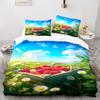 Strawberry Garden Duvet Cover & Pillowcases, Sweet Fruit Print Bedding Set Collection, Fresh & Romantic Bedroom Decor for Girls