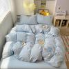 Cute Blue Heart Bedding Set Ins Nordic Embroidery Bed Sheet Set Of Four Pieces Home Luxury Duvet Cover Set For Girls