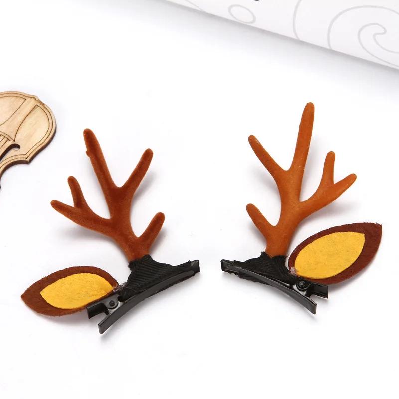 Christmas Antler Hair Clips Pendants Xmas Ornaments Merry Christmas Decor Gift for Girl Elk Hair AccessoriesHappy New Year