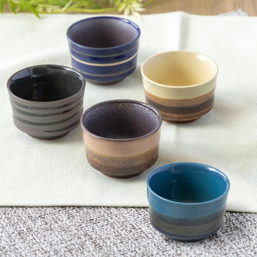 ORANGE APRON Ceramic Sake Set Made in Perfect Gift for Sake and Choko 5-Piece (Mino Ware) - Japan, Five-Glazed, Boxed, Sake, Glasses, (Choko).