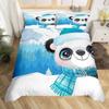 Panda Duvet Cover Set King Size Black And White Animal Comforter Cover With Pillowcases Starry Sky Blue Ultra Soft Quilt Cover