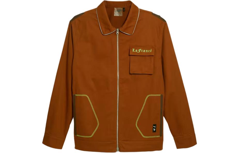 Men's PUMA HOOPS X LAFRANCE Jackets Men's Brown Lapel Moderate Other