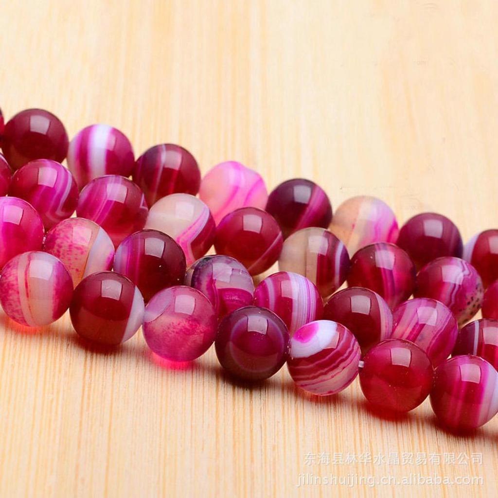 Red Striped Agate Gemstone Round Loose Spacer Beads 16'' Strand 4 6 8 10 12mm