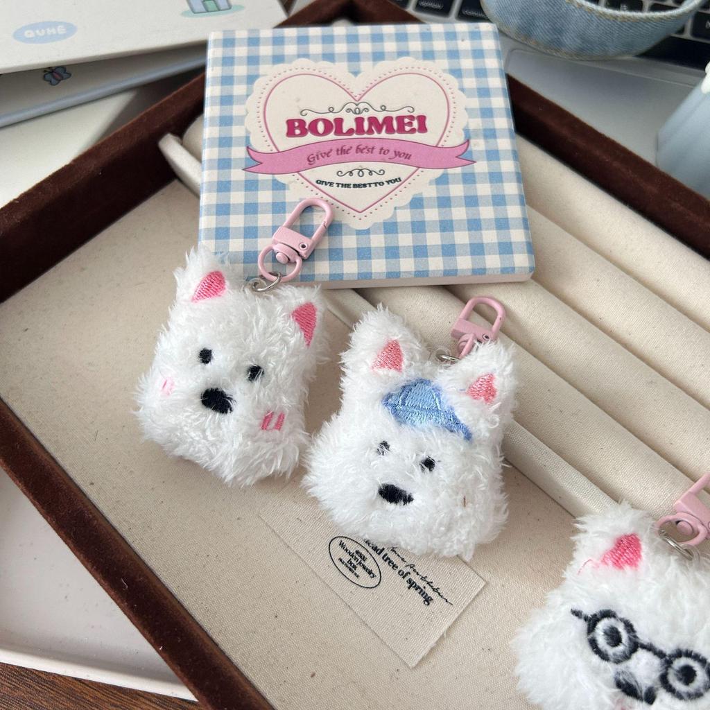West Highland Plush Puppy Keychain - Cute, Soft Pendant, Sweet Gift for Girls and Friends.