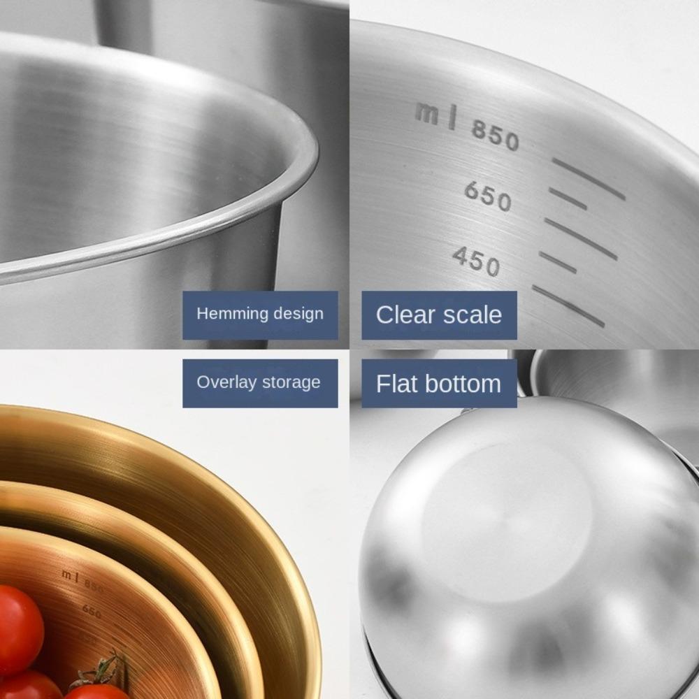 Anti-Scalding Soup Rice Bowl Stainless Steel Noodles Bowl Dish Container  for Cooking Baking