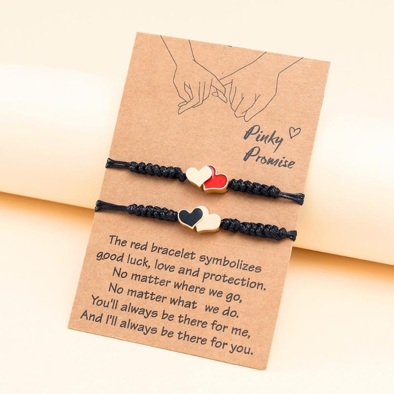 Personalized ID Couple Bracelets Handmade Braided Rope Wrist Bangle for Men Women Friendship,Adjustable Heart Bracelets