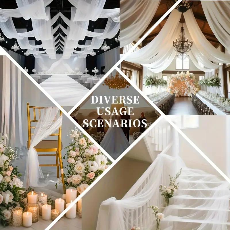 Tessuto Tulle Decorazioni Fai da Te Accessori Matrimonio Festa Evento di Natale Tessuto a Rete Trasparente Materiale Elegante Runner da Tavola Fiocchi per Sedie Sfondo