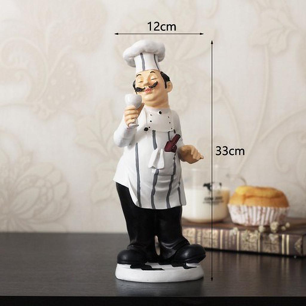Restaurant Resin Decor - Chef Figurine & Bar Ornaments for Cafe, Commercial Kitchen Decorations Durable Resin Craft