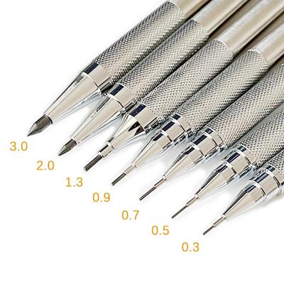 0.3 0.5 0.7 0.9 1.3 2.0mm ensemble de crayons mécaniques entièrement en métal Art dessin peinture crayon automatique avec fils fournitures scolaires de bureau