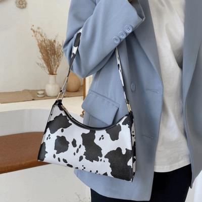 PU Leather Underarm Handbags Durable Cow Pattern Armpit Purse New Leopard Shoulder Bags  Casual Use