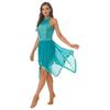 Bayan Parlak Payetler Patchwork Elbise Halter Backless Asimetrik Hem Örgü Elbiseler Dans Performansı Kostüm