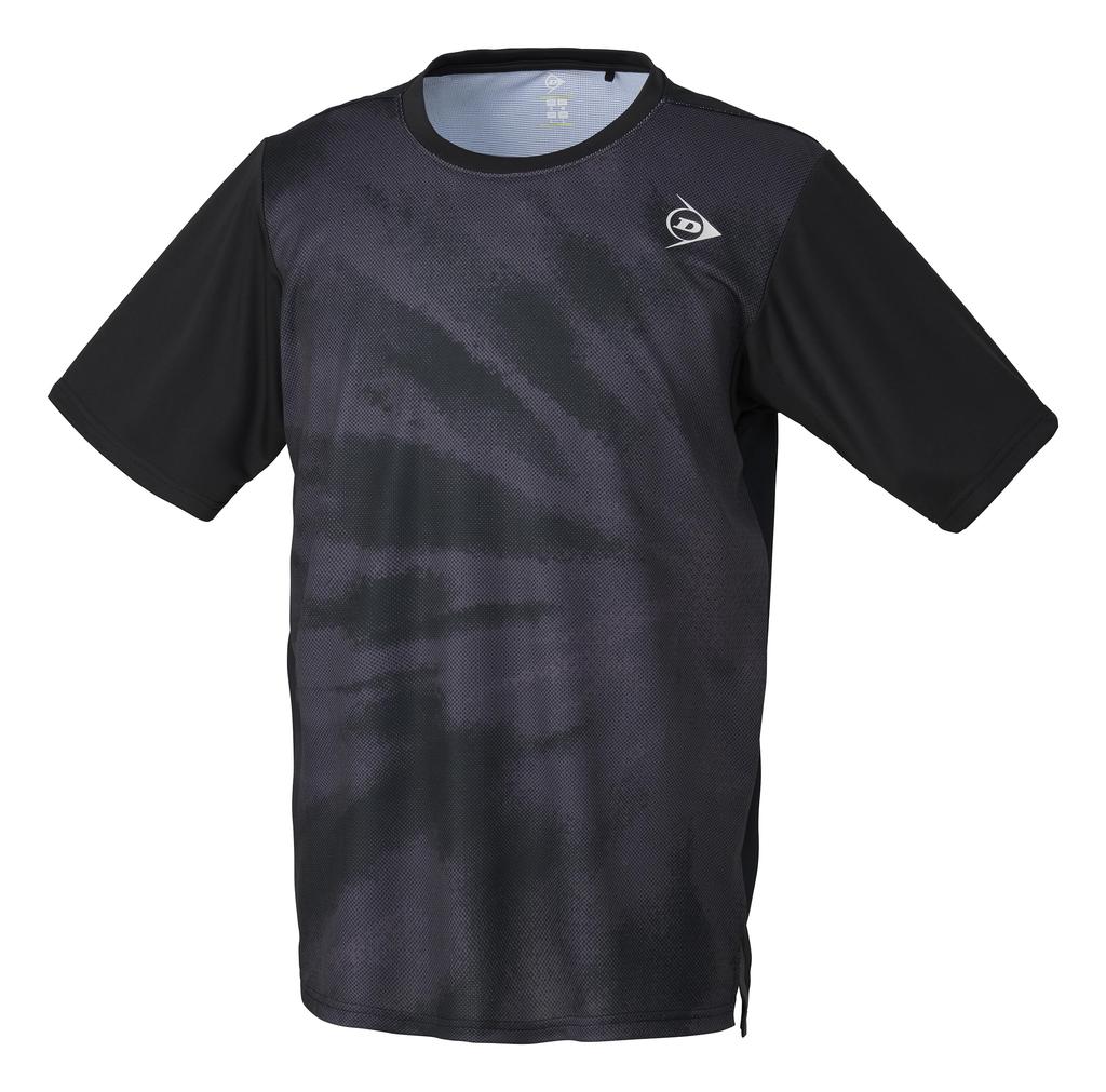 Dunlop Tennis Wear Badminton Short Sleeve Game Shirt Moisture Absorbent Quick Drying DAP1400 2024SS Black XO [DUNLOP]