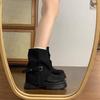 Britischer Stil braune kurze Martin-Stiefel Winter neu Retro kleine runde Spitze dicke Sohle Hosenstiefel