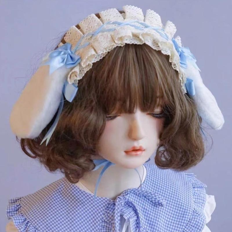Teens Girl Cosplay Lace Hairband Gothic Rabbit Ear Headband Subculture Headpiece