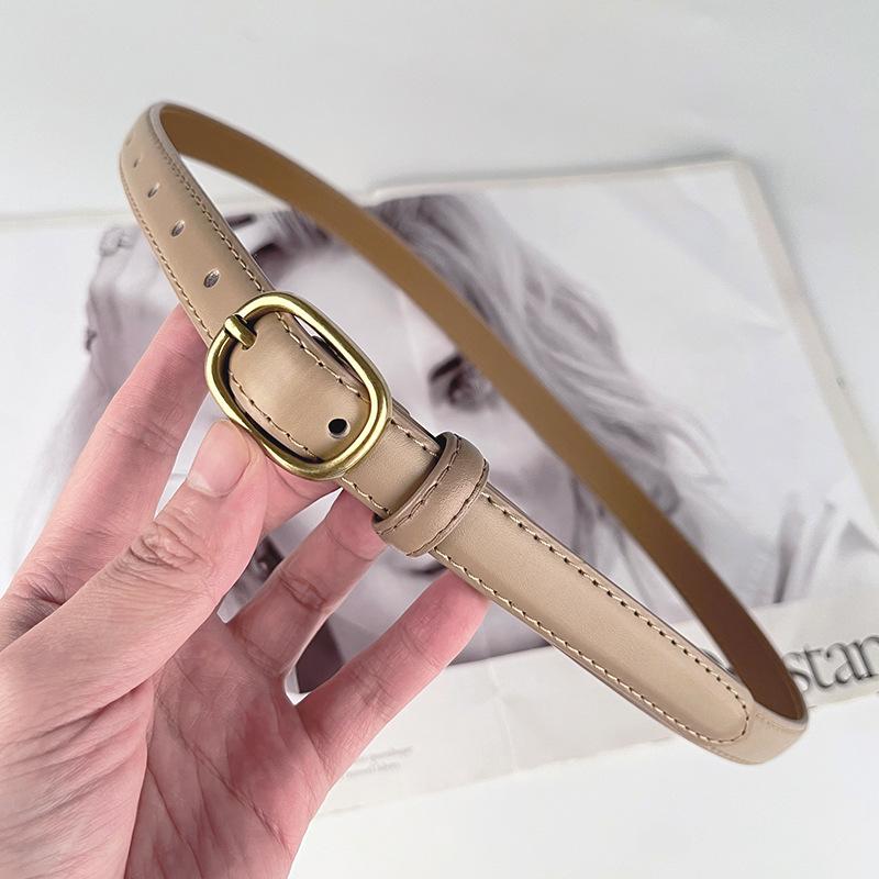 Women's Genuine Leather Thin Belt Casual Pants Jeans Korean Style Fashionable Versatile Simple Leather Pants Belt Women's Belt