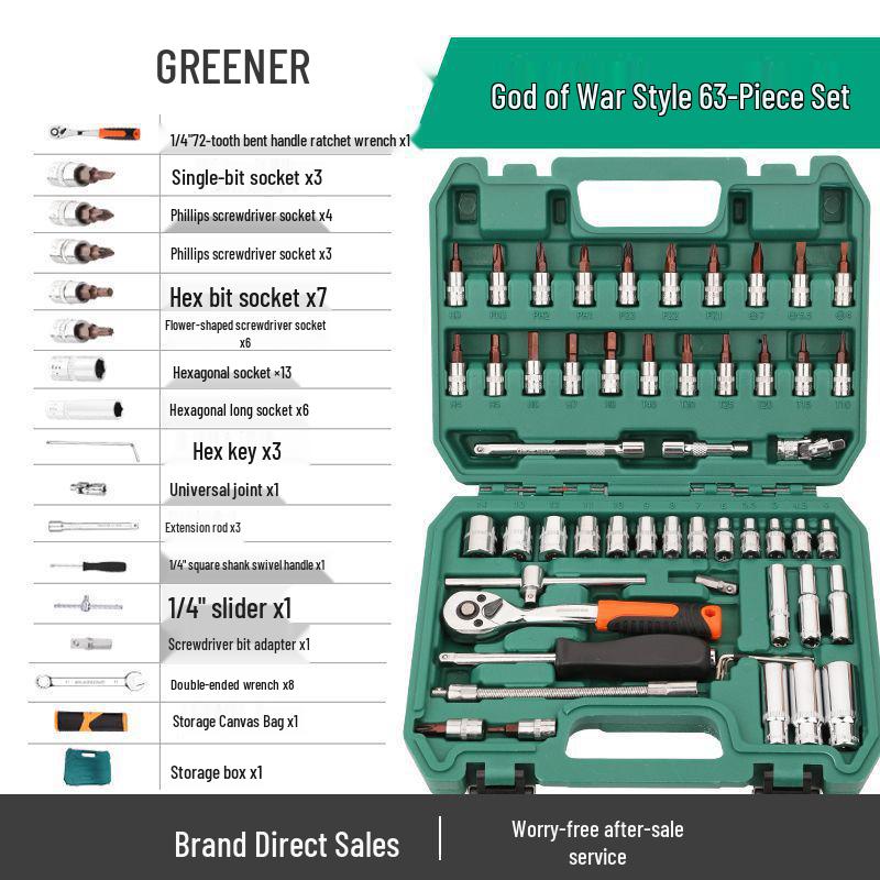 Multifunctional Car Repair Tool Set with Ratchet Socket Wrench