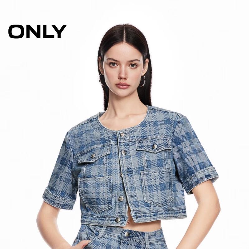 ONLY 2024 Summer Plaid Short Denim Jacket for Women