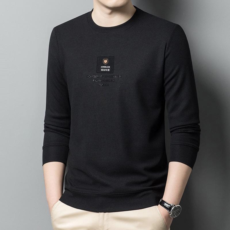 Spring and Autumn New Men's Round Neck T-Shirts for Young and Middle-aged Casual Trendy Sweaters Bottoming Shirts