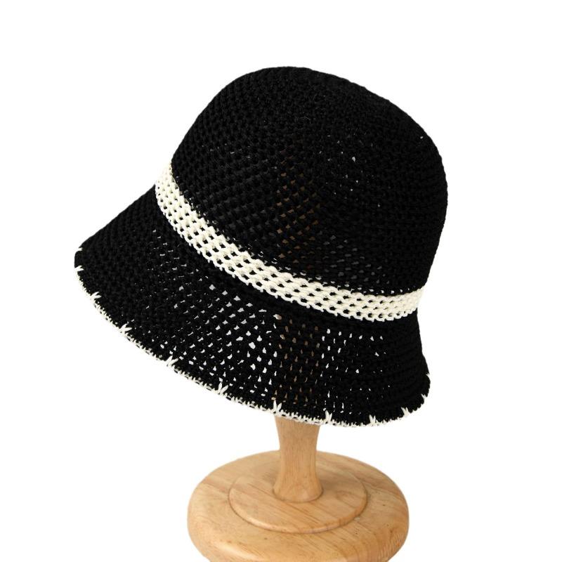 Women's summer cut-out color block short-brim fashion basin hat travel sunshade hat