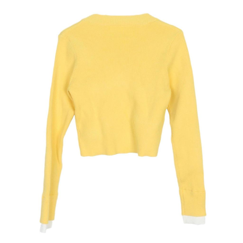 Women's French Retro Knit Cardigan: V-neck, Long Sleeve, Beaded Faux Two-Piece, Color Block Short Top