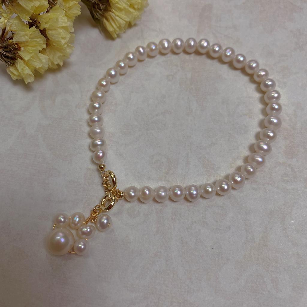 Baroque Special-shaped Pearl 14K Gold Bracelet Niche Ins Sense Retro French Cold Wind Bracelet Gift