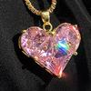Ladies Necklace Shining Geometric Shape Charming Wear-Resistant Dress Up Hypoallergenic Pink Heart