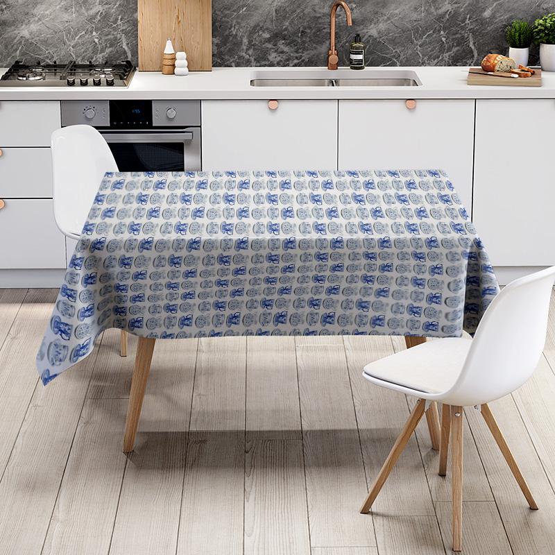 Blue And White Tablecloth Vintage Floral Dining Table Cover Washable Rectangular Table Linens Home Decor Kitchen Party Tabletop